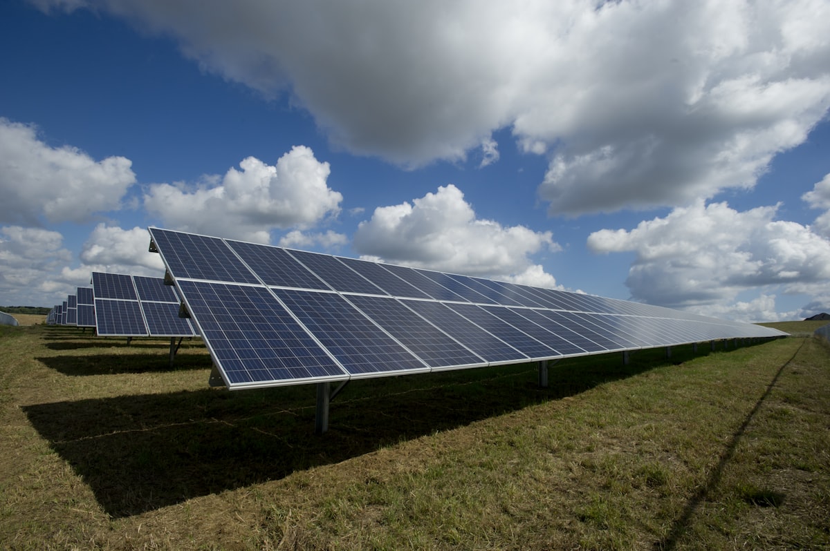 Solar panel installation on industrial rooftop